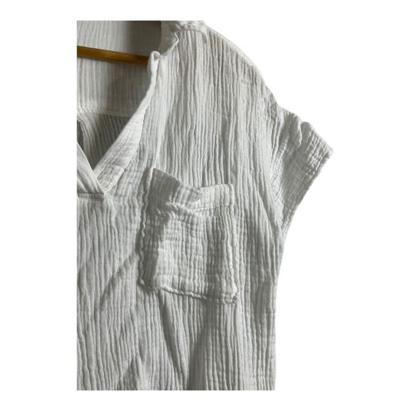 Cloth & Stone Gauze Summer Top Shirt Blouse Semi Sheer Lightweight Cruise Vacay - Picture 5 of 7